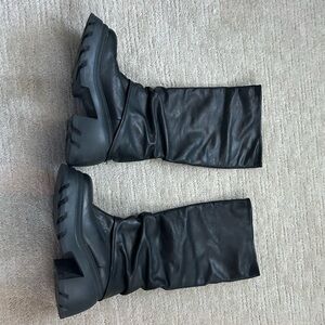 FREE PEOPLE faux black leather calf boots